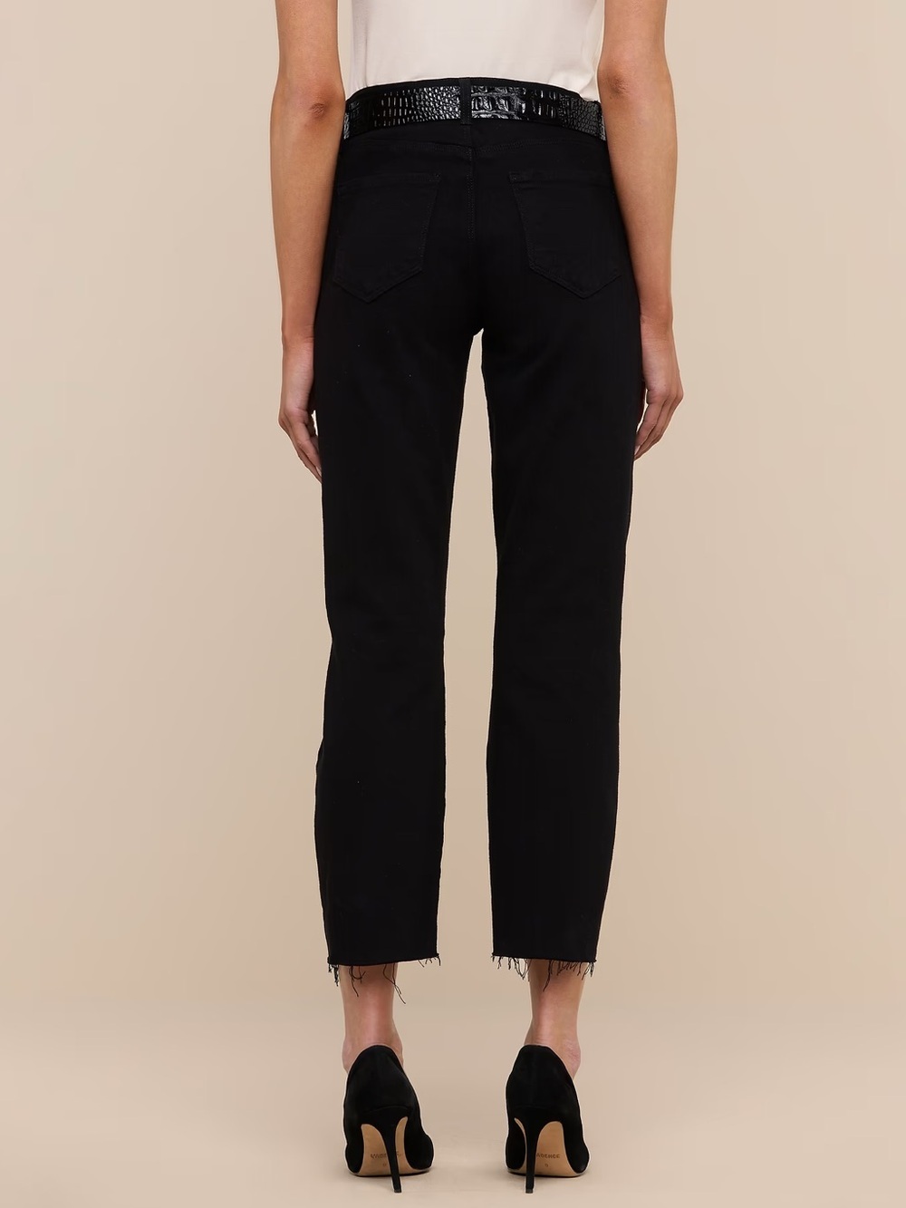 L'AGENCE Sada High Rise Slim Leg Cropped Women’s Raw Hem Black Jeans Size 24 - Picture 5 of 7
